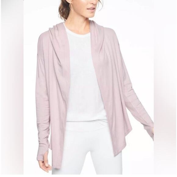 Athleta Nirvana Hooded Wrap Cardigan Athleisure Light Pink Size XS - Picture 1 of 11